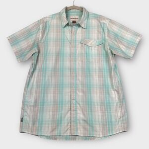 Simms Shirt Mens Medium Blue Gray Plaid Button Up Fishing Outdoor Lightweight